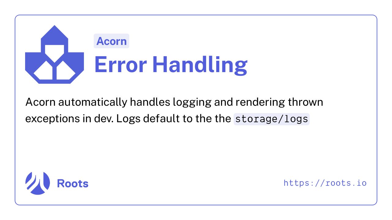 Error Handling, Acorn Docs