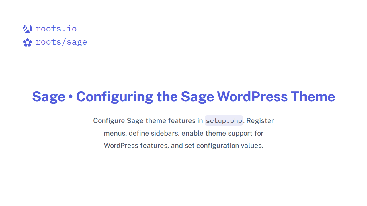 Configuring the Sage WordPress Theme | Sage Docs | Roots