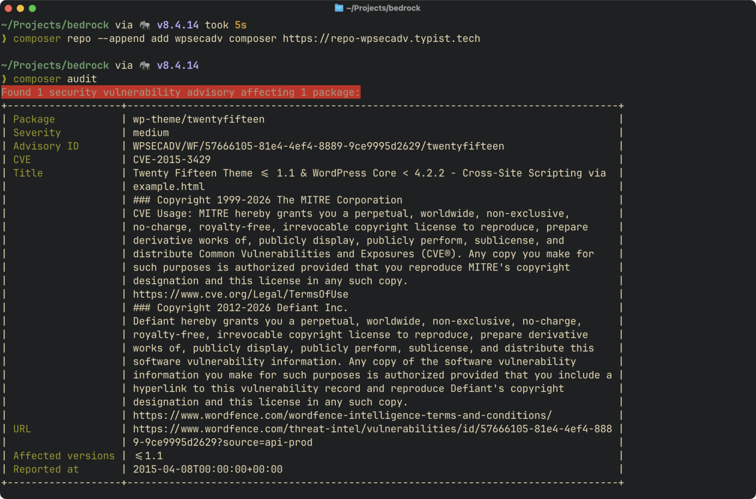 WP Sec Adv: WordPress Security Advisories for Composer | Roots