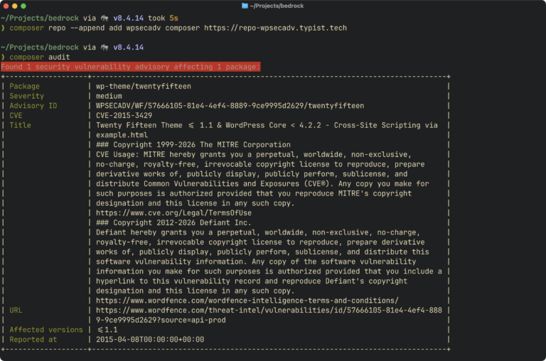 WP Sec Adv: WordPress Security Advisories for Composer | Roots