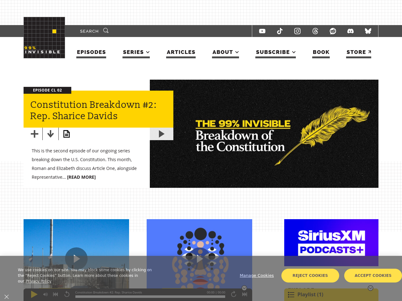 Screenshot of https://99percentinvisible.org/