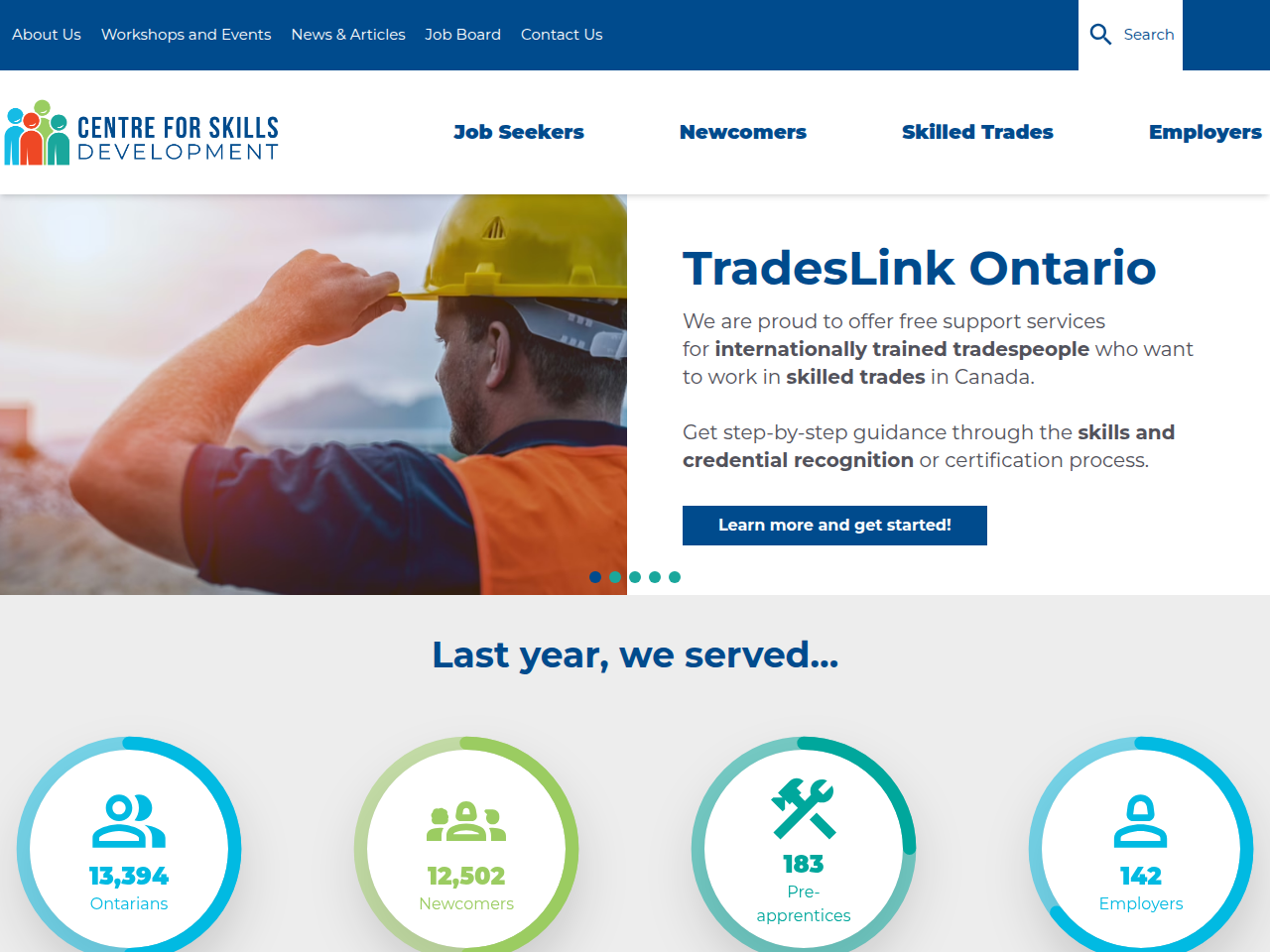 Screenshot of https://centreforskills.ca/