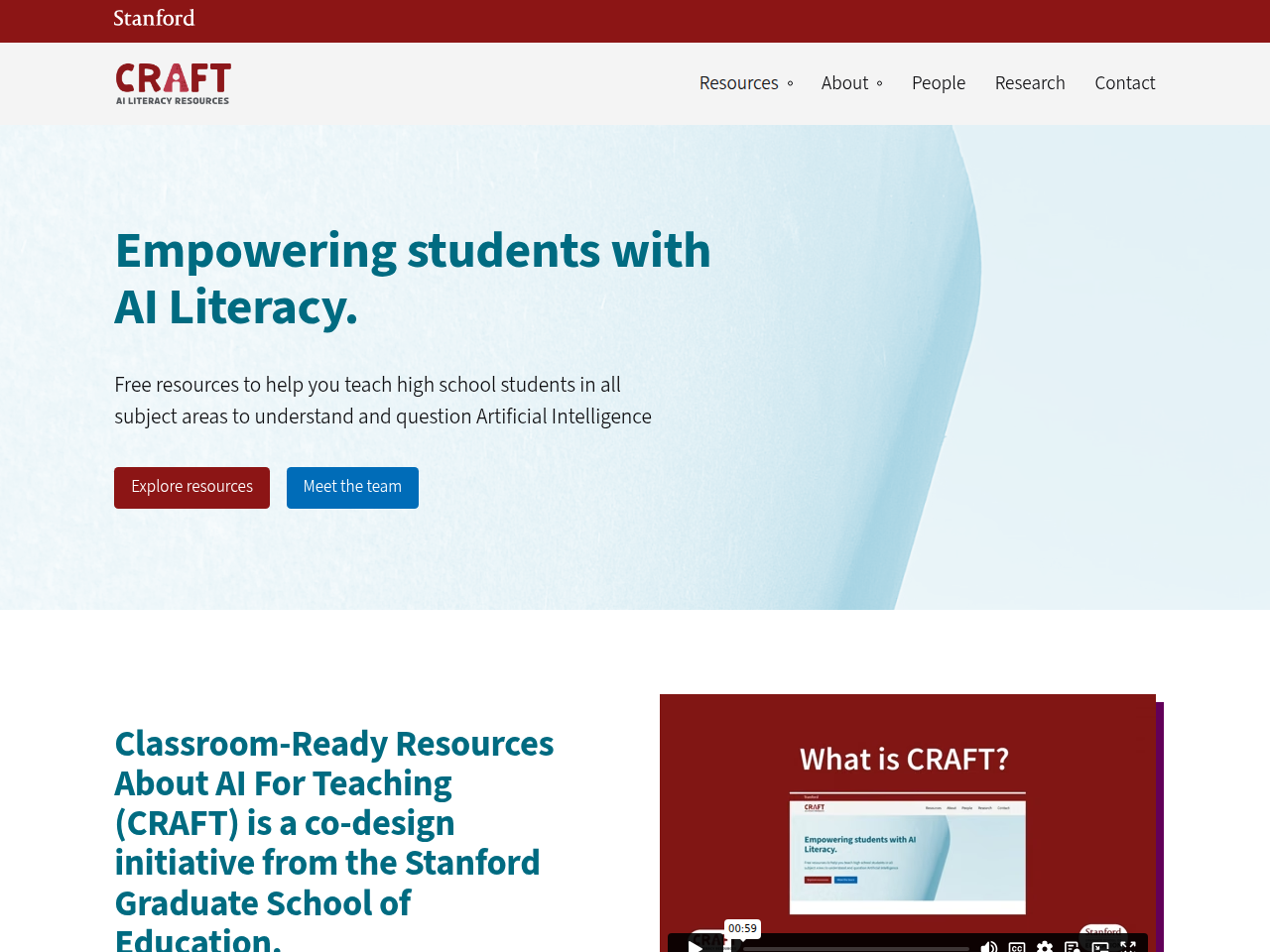 Screenshot of https://craft.stanford.edu/