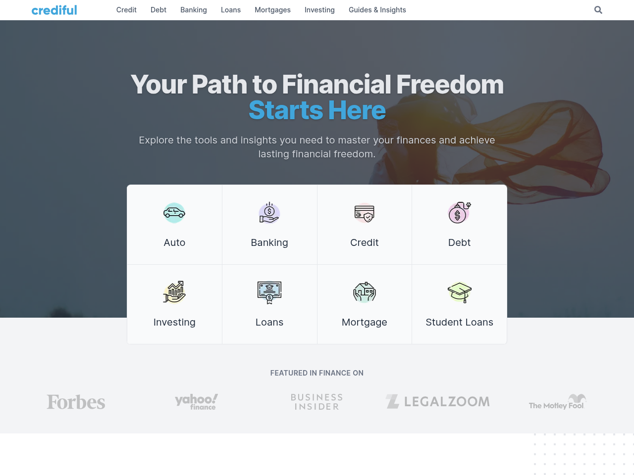 Screenshot of https://www.crediful.com/