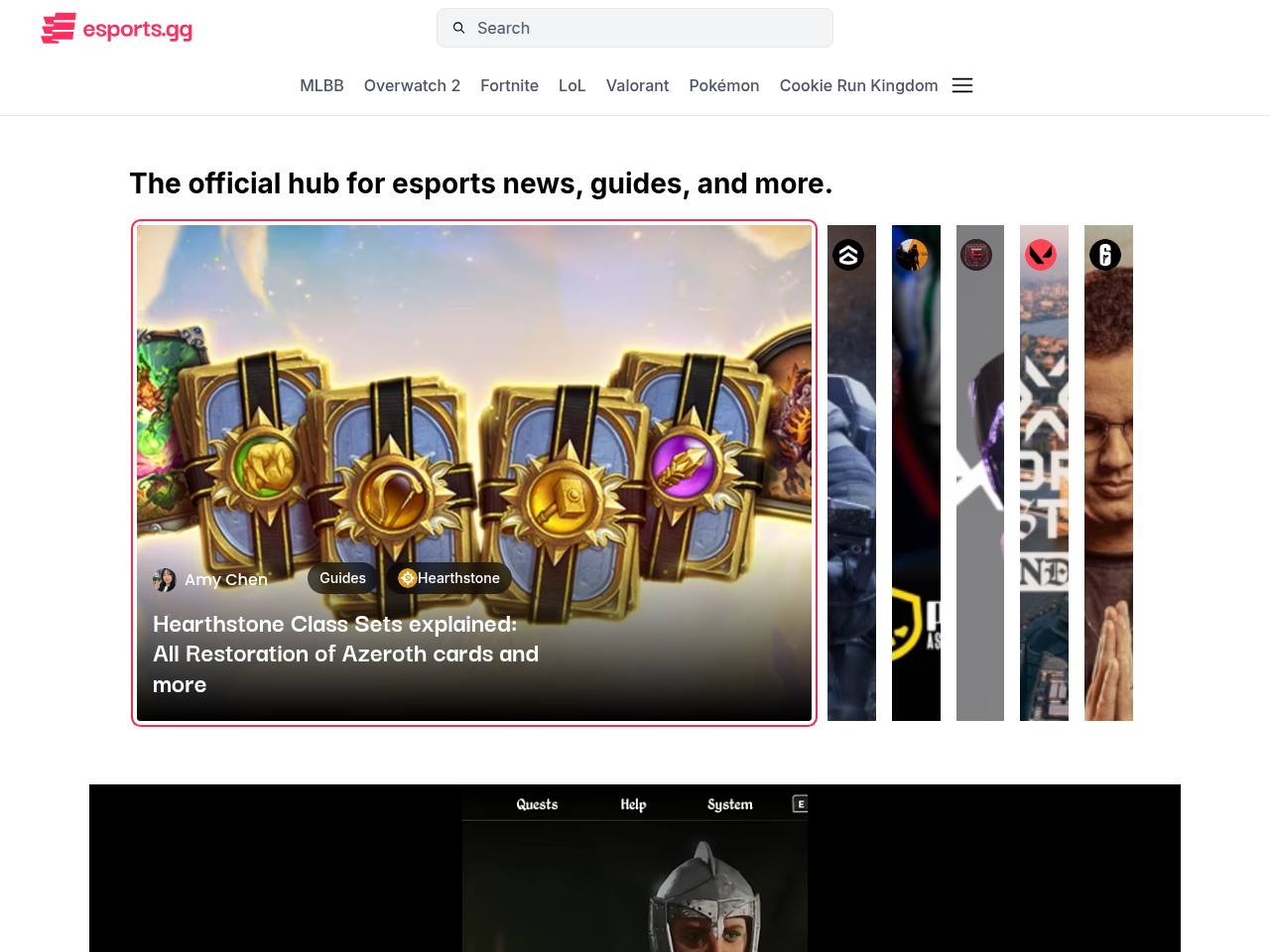Screenshot of https://esports.gg/