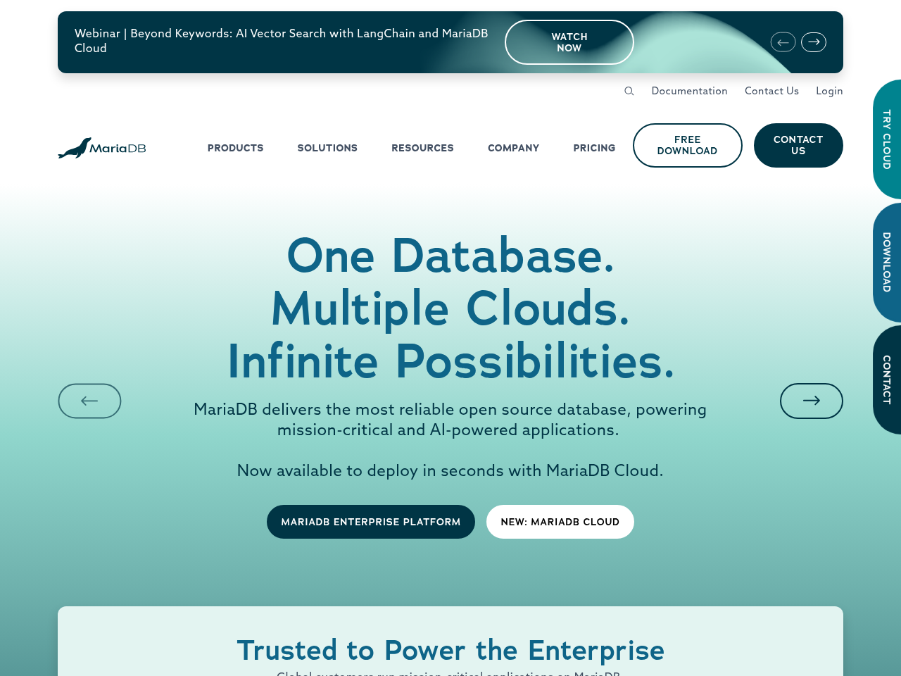 Screenshot of https://mariadb.com/
