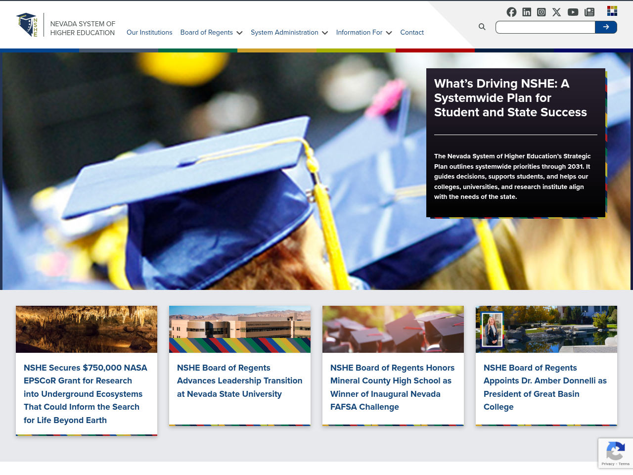 Screenshot of https://nshe.nevada.edu/