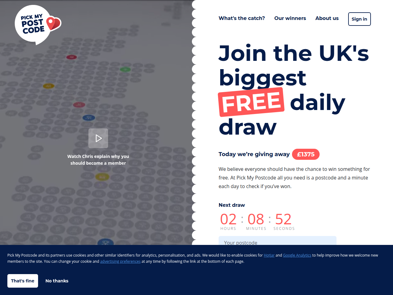 Screenshot of https://pickmypostcode.com/