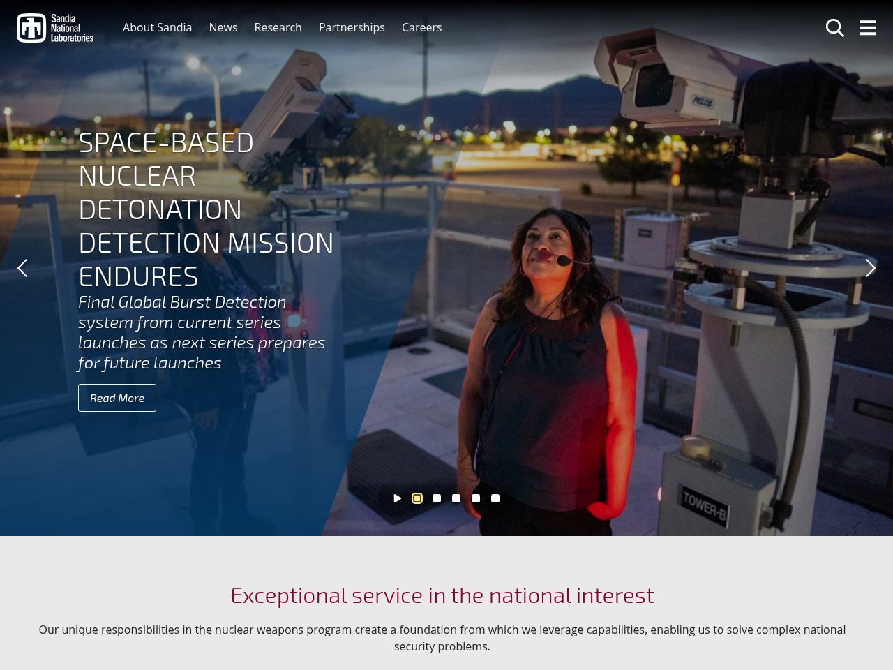 Screenshot of https://www.sandia.gov/