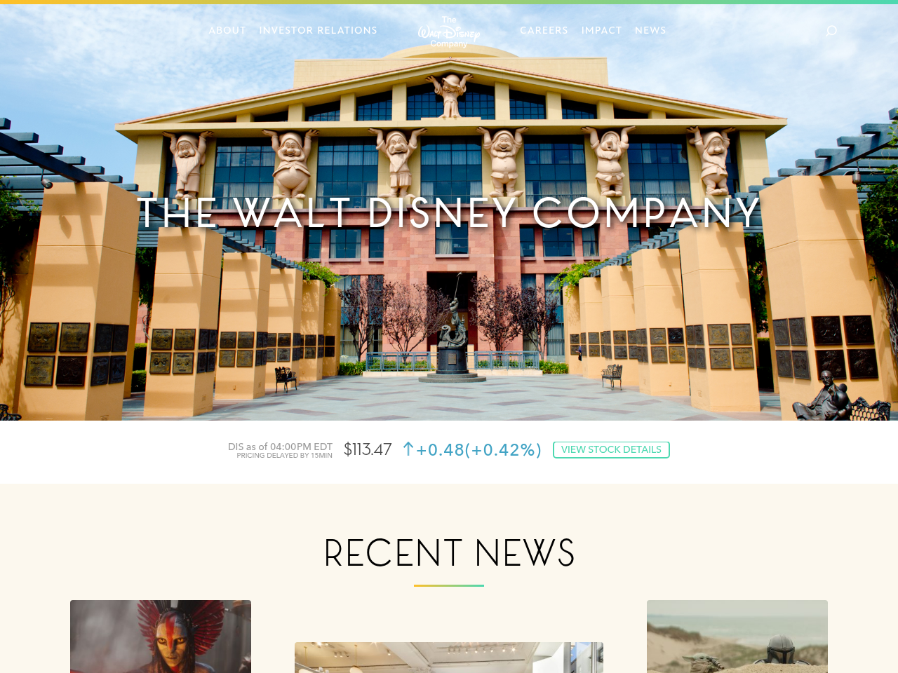Screenshot of https://thewaltdisneycompany.com/