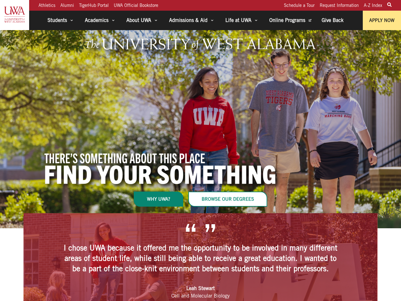 Screenshot of https://www.uwa.edu/