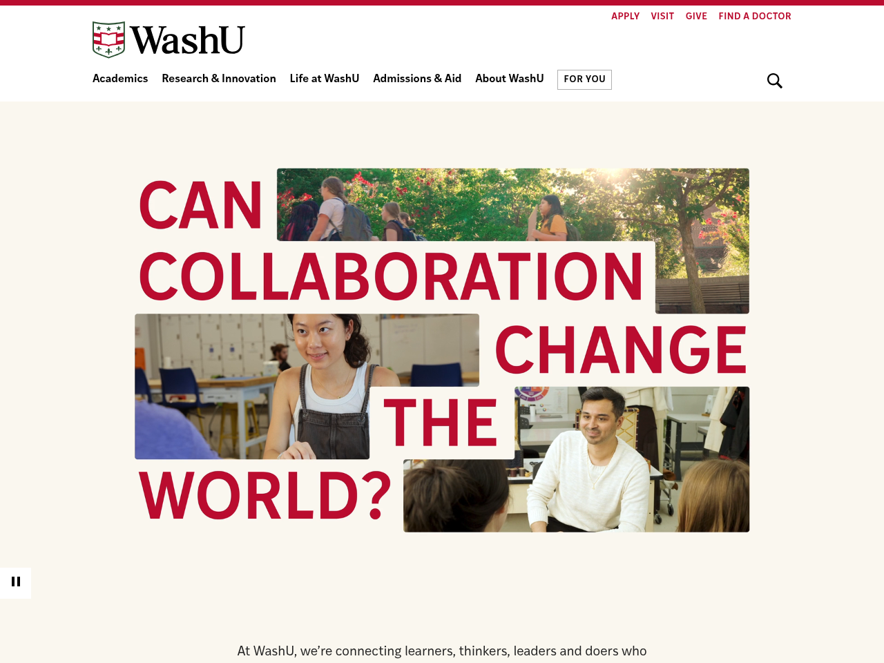 Screenshot of https://washu.edu/